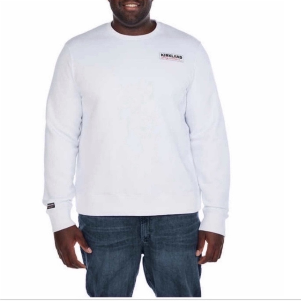 NWT Kirkland Signature Logo Crewneck Fleece Sweatshirt MEN size XXXL WHITE